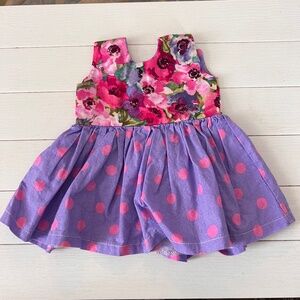 Handmade Floral and Polka Dot Doll's Dress